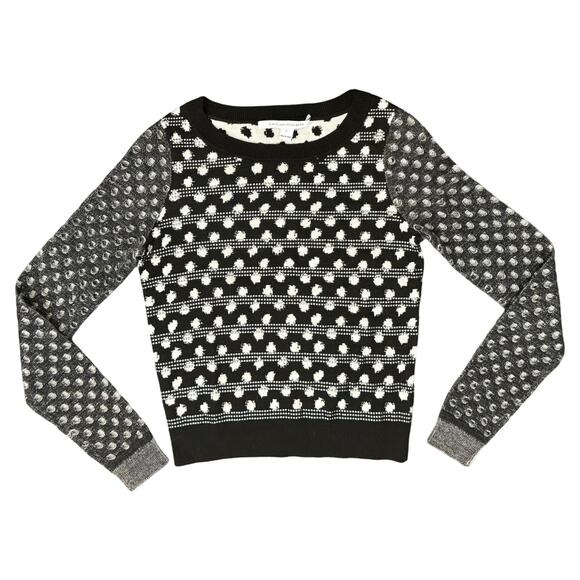 Diane Von Furstenberg Sweaters - Diane von Furstenberg Gray White Studded Polka Dot Round Neck Sweater size S